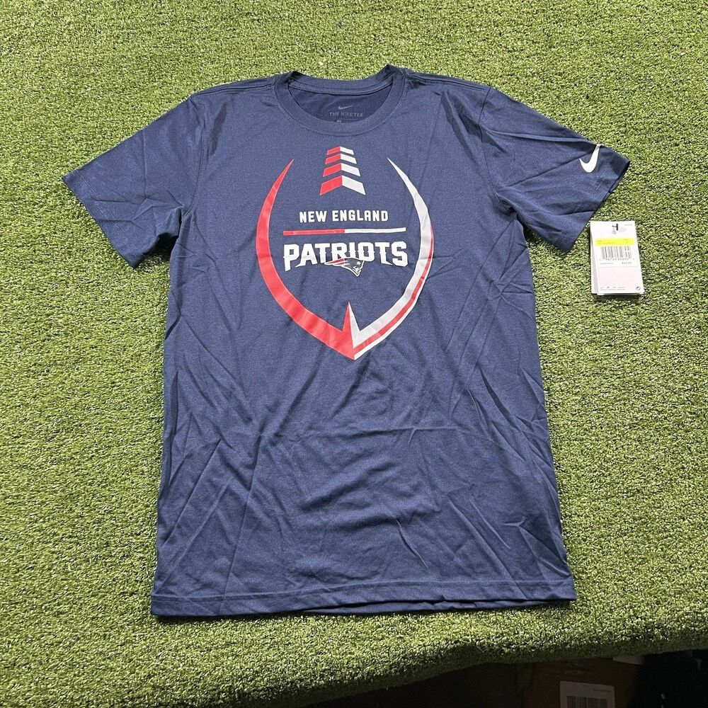 NWT Men's S Nike Dri-Fit Tee NFL New England Patriots Long Sleeve T-Shirt Blue